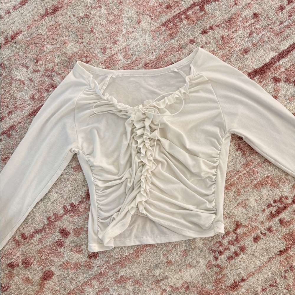 Source Unknown Cream Ruched Blouse